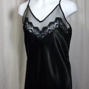 Black Liquid Satin and Lace Sexy Chemise Nightgown Victoria's Secret